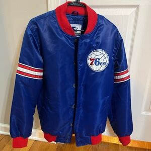 Vintage Philadelphia 76ers Starter Satin Jacket NBA Sixers Men' Sz. Small
